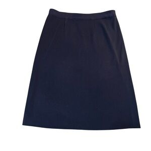 Misook Elastic Waist Knee Length Dark Blue Skirt